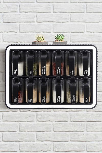 AGR Concept 12-Piece Spice Stand with Handles - Set with Adhesive Lid and Spoon