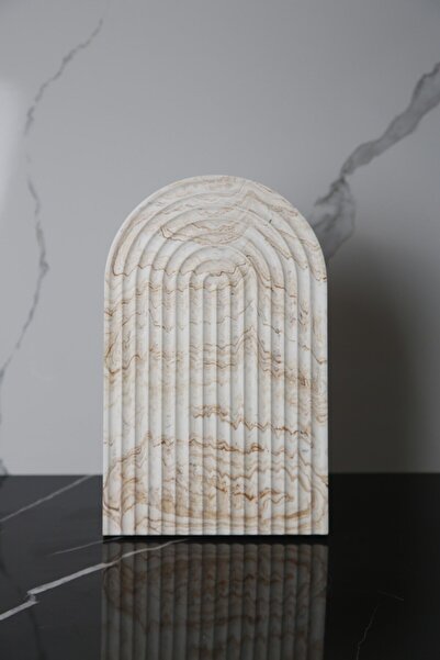 betonmall Marble Patterned Handmade Concrete Presentation Plate Decorative Presentation Holder 30 cm