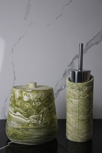 betonmall طقم حمام خرساني من الحجر الطبيعي - 4 قطع مصنوع يدويًا، مرحاض وصندوق...