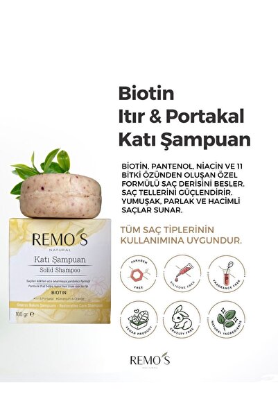 RemosNatural Biotin Onarıcı Bakım Şampuan Itır & Portakal 100 gr