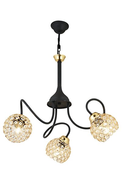 Genel Markalar Şimşek 4'lü Siyah Aşağı Bakan Kristal Lüks Avize