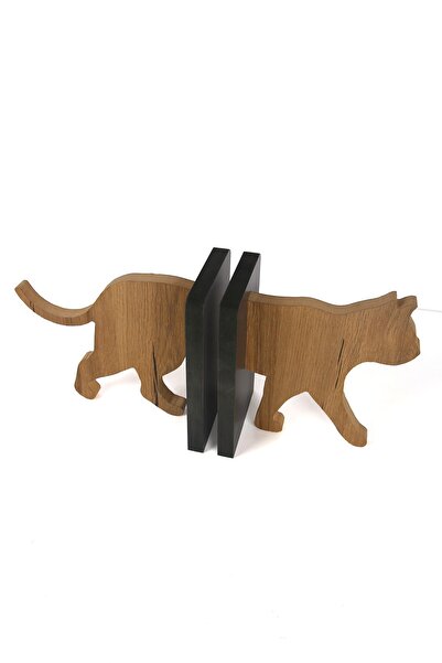 MH MiniHediye Suport de cărți decorativ din lemn cu pisică 20 cm