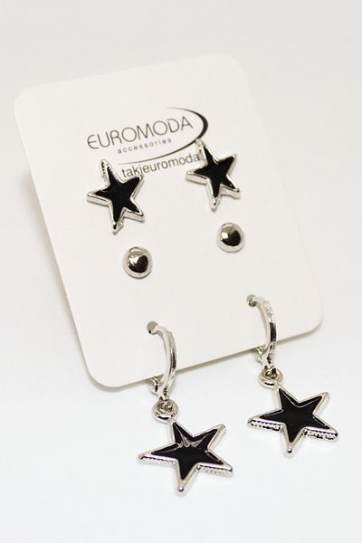 EUROMODA Star Pattern - 3-Piece Earring Set with Ball Earrings