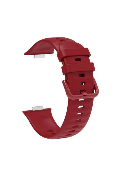 Gpack Huawei Watch Fit 3 Kordon Metal Tokalı Klasik Silikon Strap Kayış Bordo