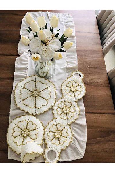 ONTİC Bath Washcloth, Dowry, Gift Plump Bowknot Glitter Flower Pattern Triple Set Bathroom Washcloth