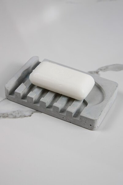 betonmall 8x13 cm Marble Patterned Concrete Toilet - With Soap Dish and Water Drain