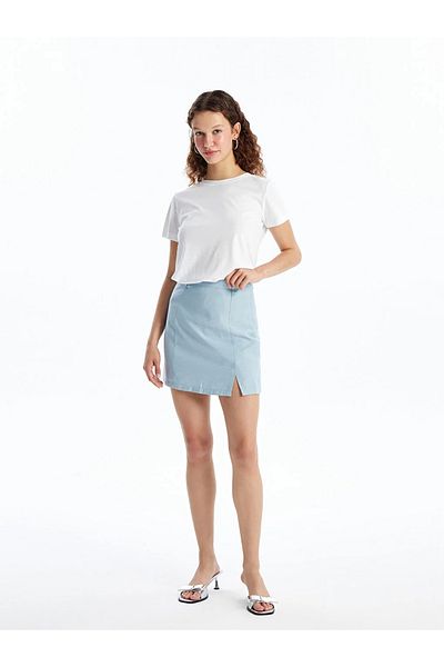 LC Waikiki Lcw Vision Waist Zippered Plain Linen Look Women's Skirt