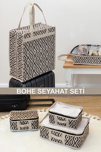 Pazar Kapısı منظم أحذية BOHE ومجموعة حقائب 3 قطع