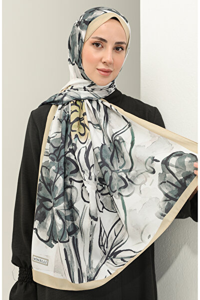 sefamerve Minelli Crepe Shawl 1435-08 - Smoke Light Mustard