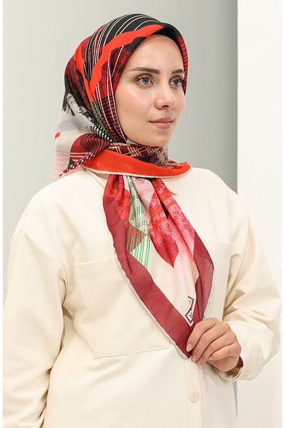 sefamerve Minelli Soft Scarf 1263-14 - Claret Red Black