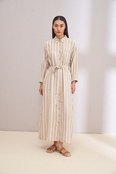 Kuaybe Gider Beige Striped LUCINE DRESS 2142