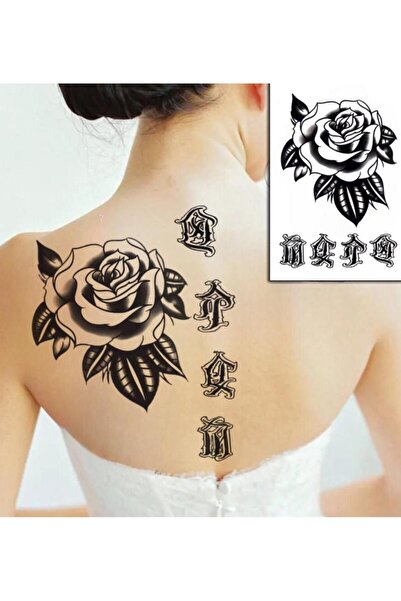 Mecit Tuhafiye BÜYÜK GÜL VE YAZI KOL BACAK VUCUT İÇİN GEÇİCİ DÖVME