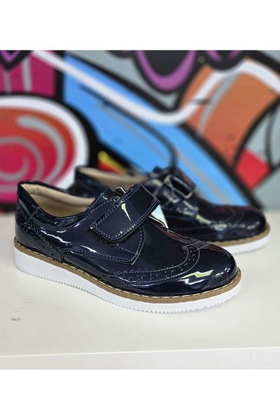 patik ayakkabı Patent Leather Dark Blue - Oçük SHOES