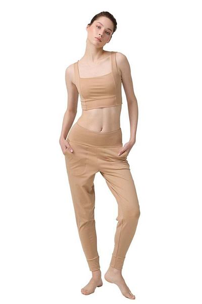 Cottonhill Beige Women's Jogger Sweatpants with High Waist and Double Pockets