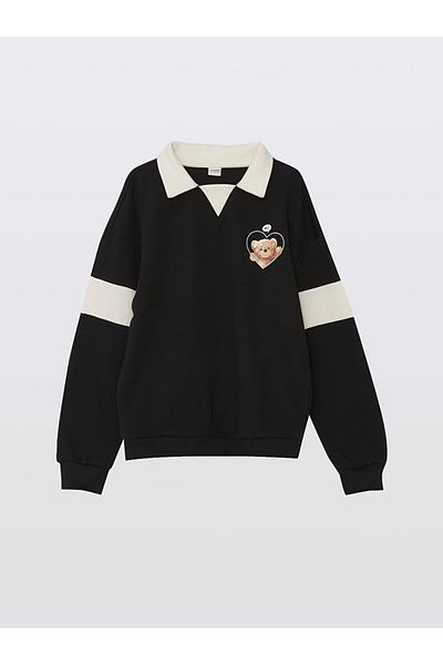 LC Waikiki LCW Kids - Girl's Polo Collar Sweatshirt and Pants Set