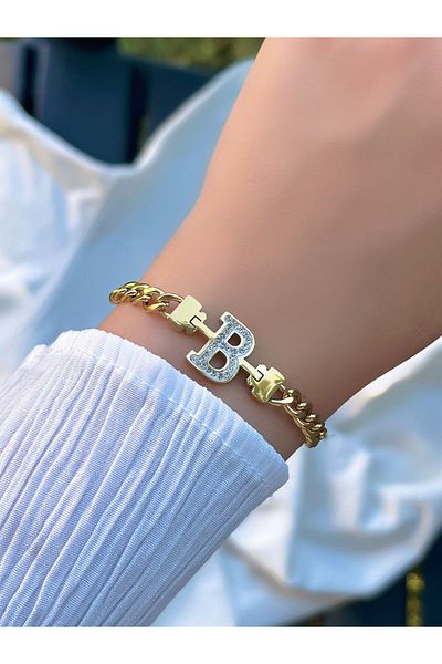KBC STORE KBC "b Letter" Steel Letter Chain Bracelet - Anti-tarnish, Anti-rust and Anti-color