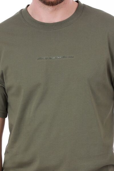 WERRONİ Men's Oversize Printed Khaki T-Shirt