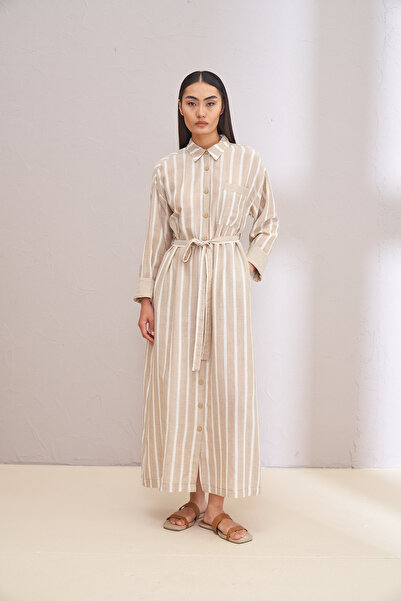 Kuaybe Gider Beige Striped LUCINE DRESS 2142