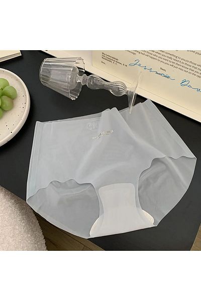 SWEETKORSE Buz Ipek Iz Yapmaz Dikişsiz Hayalet Ultra Ince Lazer Kesim Mikro Şeffaf Yüksek Bel Külot Gri