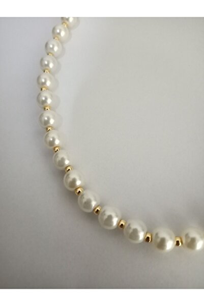 Ayenci Özel Tasarım Inci Ve Gold Renkli Küçük Toplu Kadın Kolye