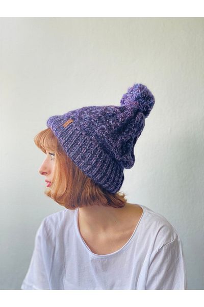 Retrobird Unisex Purple Beret with Pompom Women's Purple