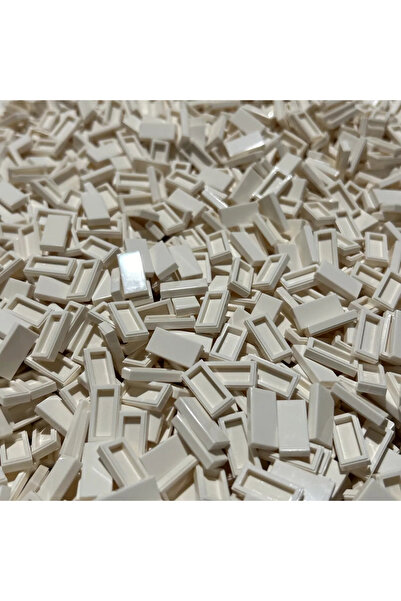 LEGO 100 Adet 1X2 Beyaz Düz Fayans Yedek Parça - 100 piece 1X2 White Tile Parts