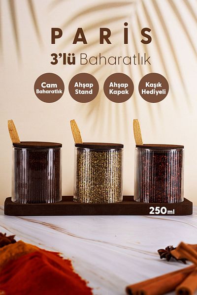 Fhilli Paris 3-Piece Gift Spoon and Label Set - Glass Spice Bowl