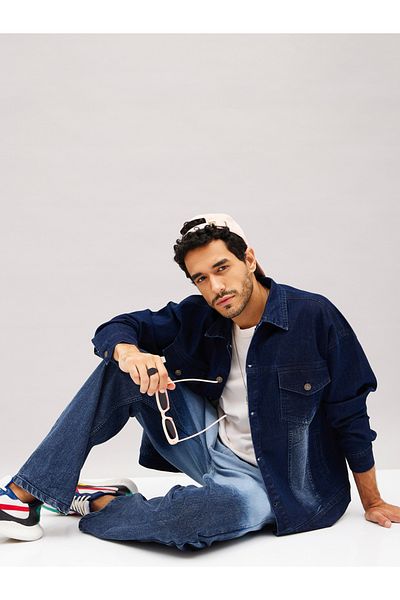 Mascln Sassafras By Styli Relaxed Fit Washed Denim Jacket
