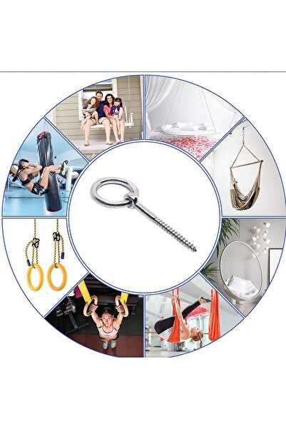 Badem10 Halkalı Vidalı Gerdirme Sabitleme Metal Paslanmaz M10 Çekme Kaldırma Tavan Kancası Asma Kit Civatalı