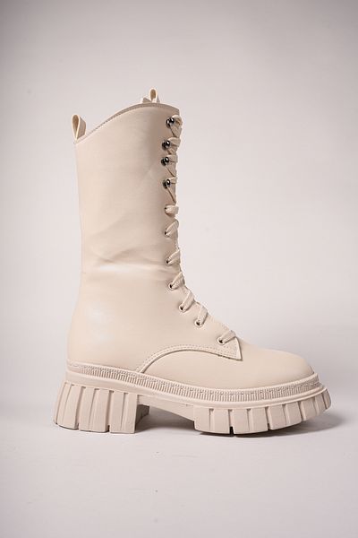 Riccon Tuilinnel Damen-Oberkniestiefel 00121402 Beige Leder