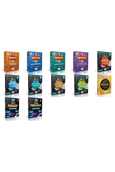 paraf yayınları 8 Sınıf İNTERAKTİF Ve paraf yayınları IQ Serisi Soru Kütüphanesi  Set 12 kitap