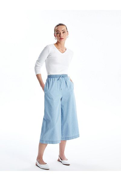 LC Waikiki LCWAIKIKI Classic - Women's Straight Jeans Capri with Elastic Waist