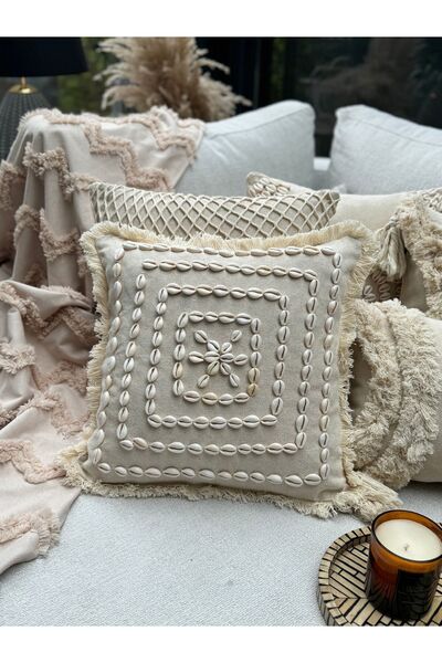 sevaradekor غطاء وسادة من الكتان البوهيمي مزين بشراشيب