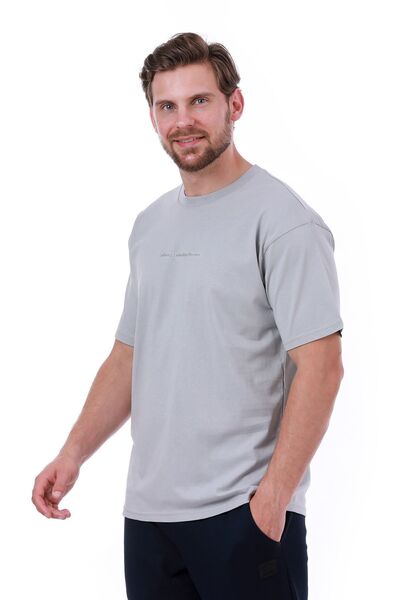 WERRONİ Men's Oversize Printed Gray T-Shirt
