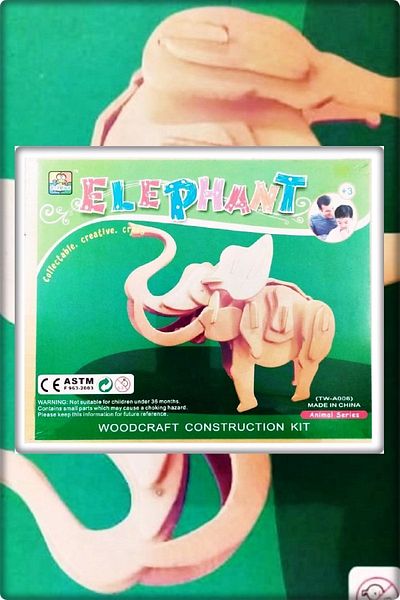 Nova Wooden 3D Elephant Model Making Set Puzzle Puzzle 18.5X22.5 cm