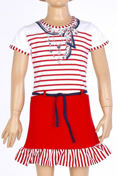 Nicoletta Red Girl's Tunic Nightgown Short Sleeve Cotton