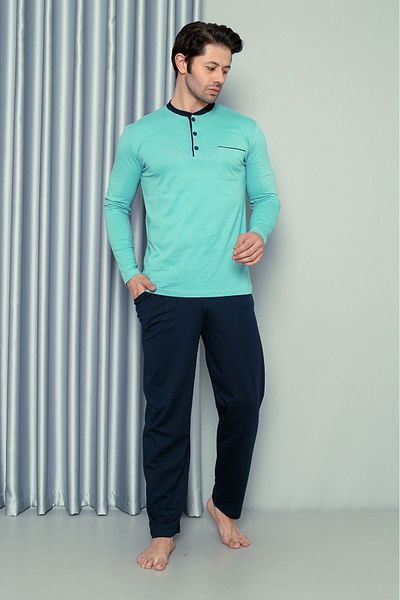 Ahengim Man Men's Pajama Set - Long Sleeve, Single Jersey Pocket, Cotton Seasonal