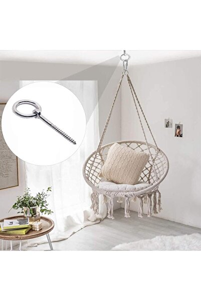 Badem10 Halkalı Vidalı Gerdirme Sabitleme Metal Paslanmaz M10 Çekme Kaldırma Tavan Kancası Asma Kit Civatalı