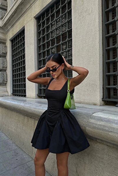 Eka Rochie de damă cu fermoar cu fundă neagră - 1026-0004