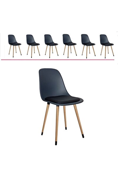 Estelia Estelia Abant Sandalye Ahşap Naturel Ayaklı 6'lı Takım (MİNDERLİ)