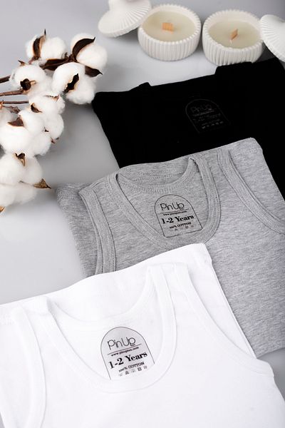 PİNUPTEX Set of 3 100% Cotton Children's Tank Top