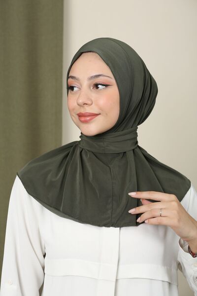 Trablus غطاء رأس حجاب نسائي سهل الارتداء من Tessetür، شال حجاب جاهز كاكي