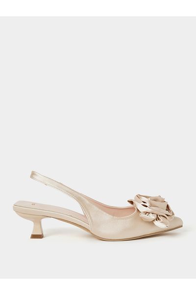 Styli Satin Floral Detail Heel Sandals
