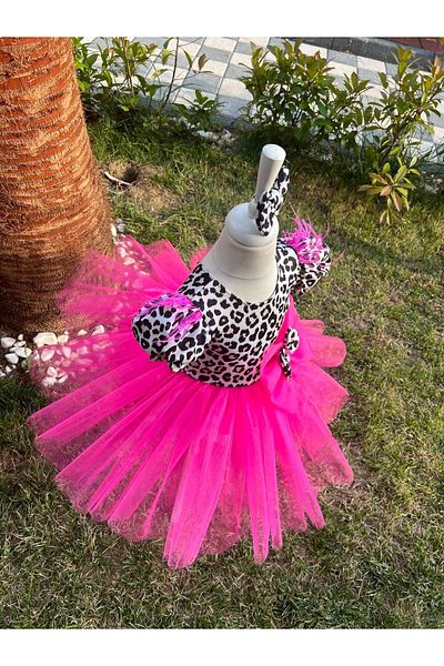 NA ADDESIGN Rochie de seară pufoasă din tul cu imprimeu leopard pentru fete