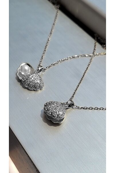 Satürn Silver Kuyumculuk قلادة من اللؤلؤ الصلب على شكل صدفة البحر - لا تشويه