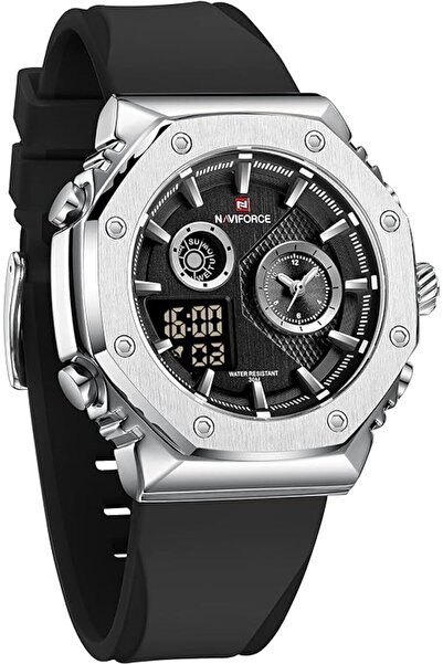 Naviforce Digital Analog Siyah Silikon Kayışlı Kol Saati