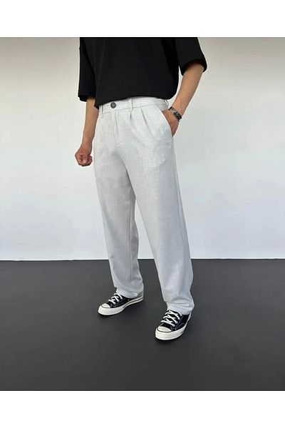 ElitWear Παντελόνι από ύφασμα με φαρδύ πλισέ μαύρο χρώμα