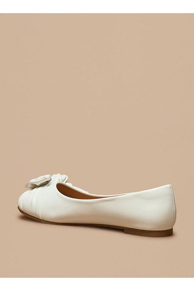 Little Missy Solid Slip-On Round Toe Ballerina with Bow Detail