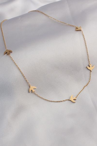 Moka Shopin MokaShopin Women's Necklace with Bird Figure - 316L Steel, Gold Color