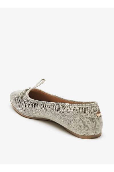 Flora Bella by Shoexpress Flora Bella Animal Textured Round Toe Ballerina Shoes with Bow Detail